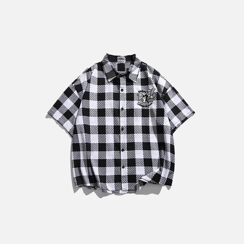 Men’s Chess Plaid Short Sleeve Shirt