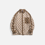 Men’s Distressed Plaid Long Sleeve Shirt