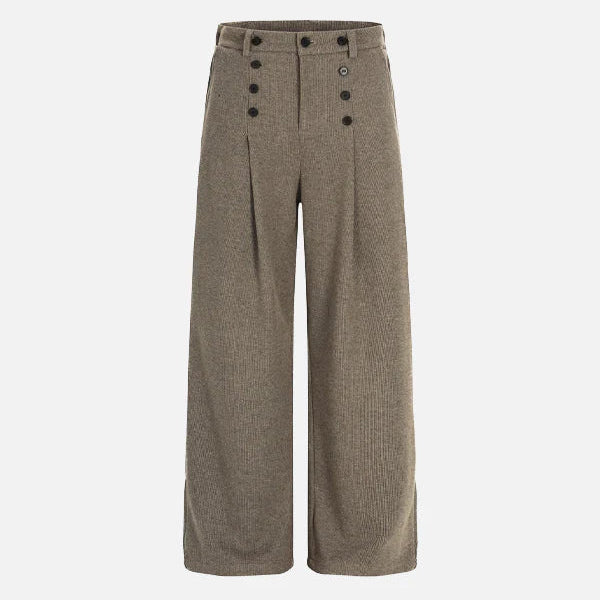 Men’s Pleated Front Wide-Leg Casual Pants
