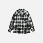 Men’s Retro Plaid Tie-Dye Long Sleeve Shirt