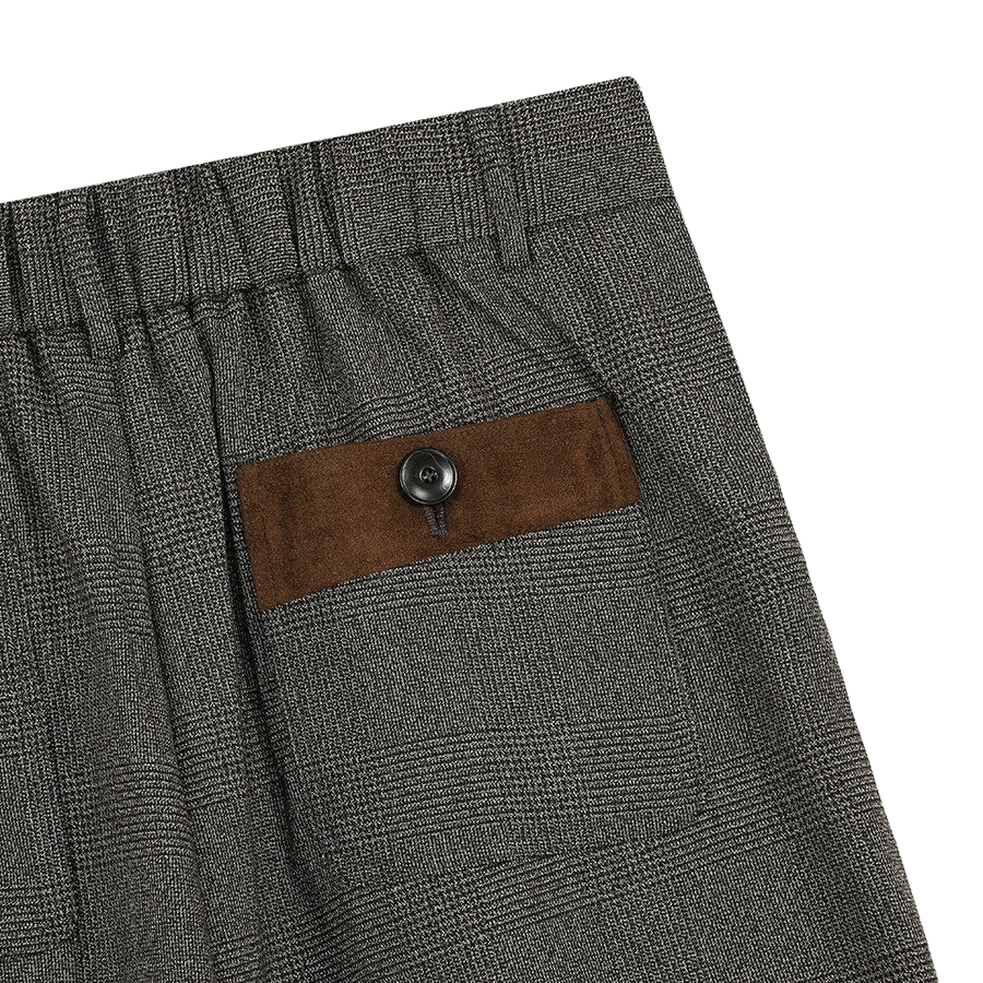 Men’s Vintage Pleated Straight Leg Pants - Dark Grey with Color Block Pockets