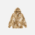 Men’s Winter Fleece Fluffy Hooded Jacket - Brown Patterned Streetwear