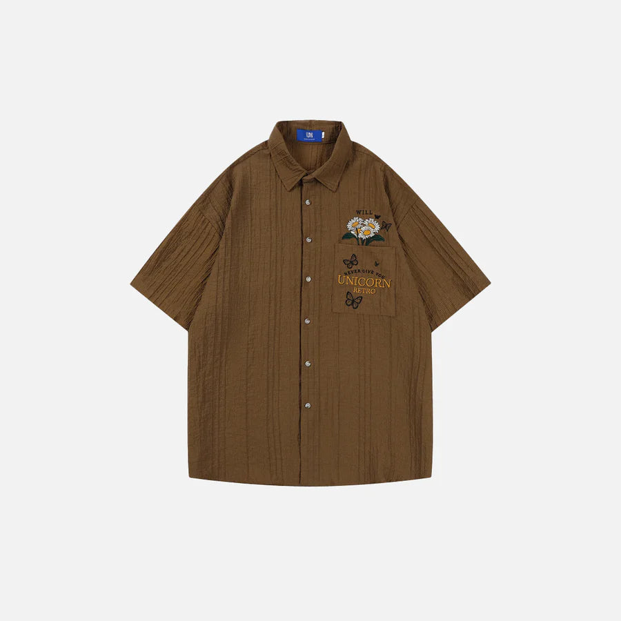 Men’s Embroidered Butterfly Short Sleeve Shirt